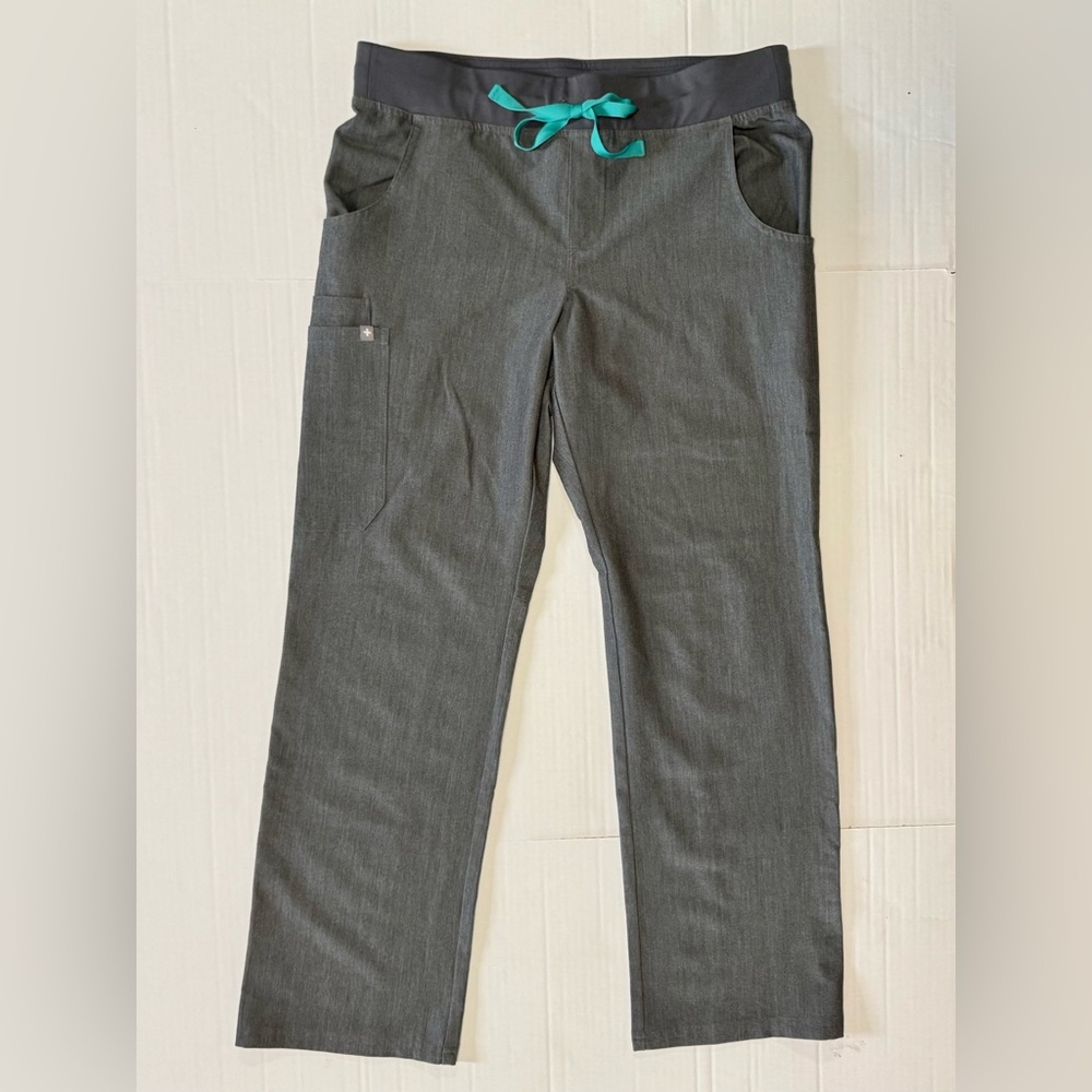 FIGS Scrub Pants Gray Women's Size Medium Teal Draw Technical Collection 0150 A2